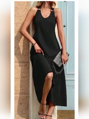 NWT Green Envelope Black Ring-Shoulder Maxi Dress XL